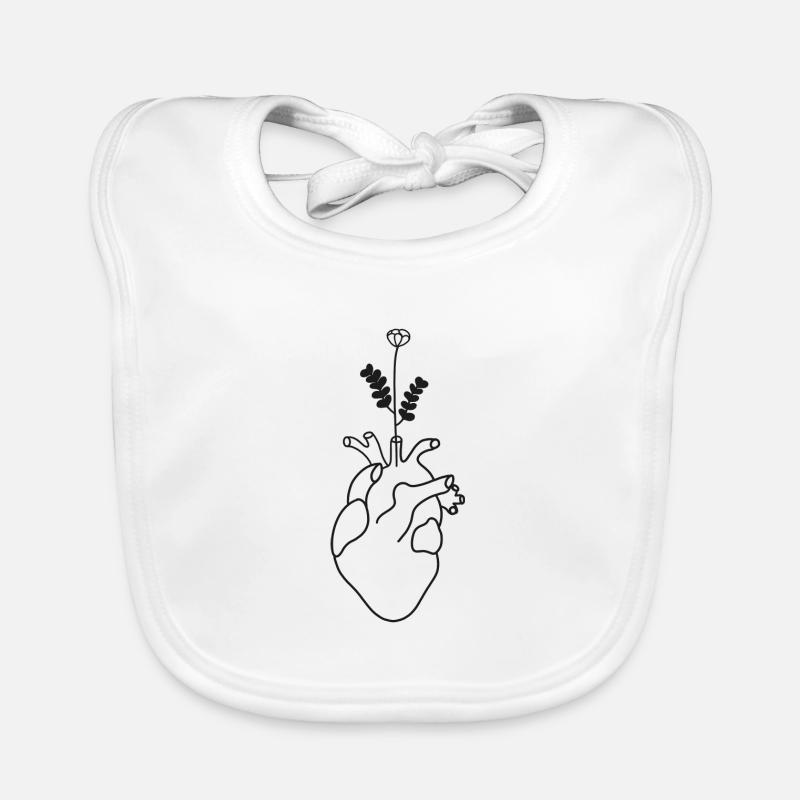 Anatomical heart with flower Organic Baby Bibs