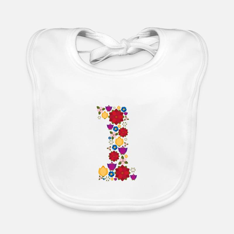 Fleurs 1 - Bavoir bio Bébé - blanc