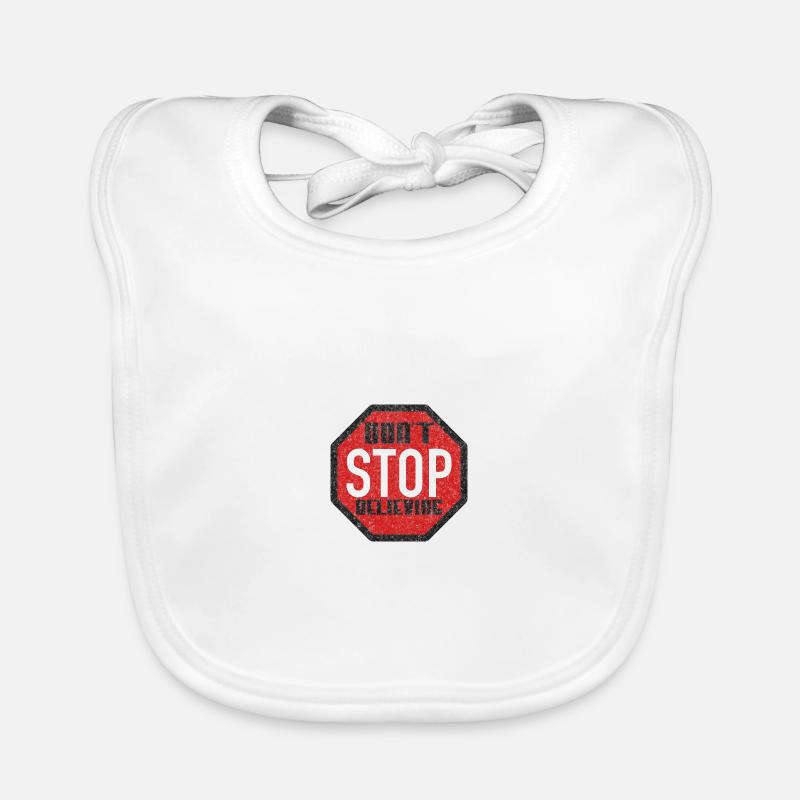 DON'T STOP BELIEVING BLACK GRUNGE Organic Baby Bibs