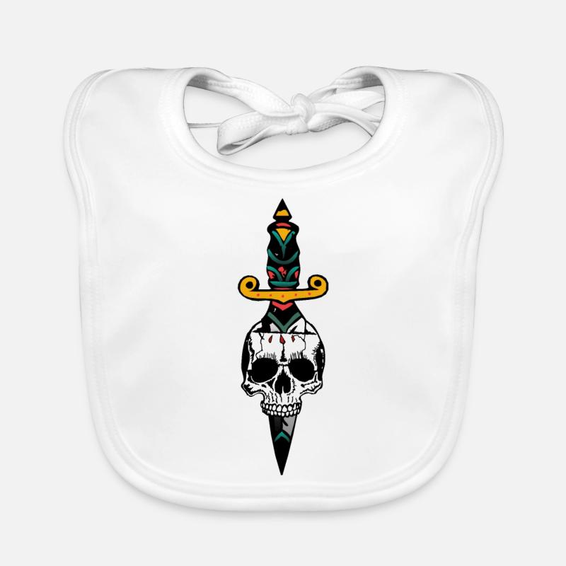 Schädel Kopf des Todes Dolch Messer Dolch alt Baby Bio-Lätzchen