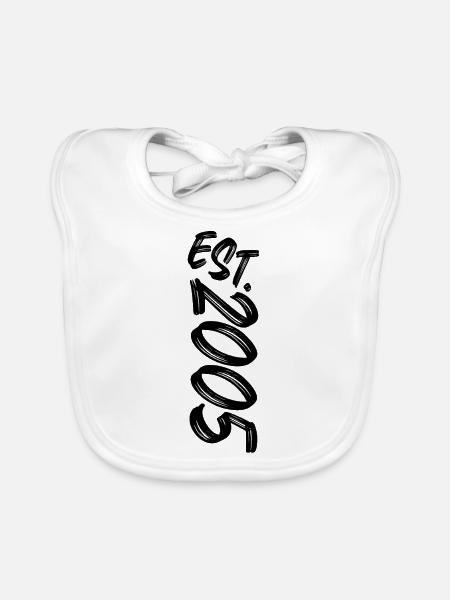 Est. 2005 - Established 2005 - Geburtstag Geschenk - Baby Bio-Lätzchen - Weiß
