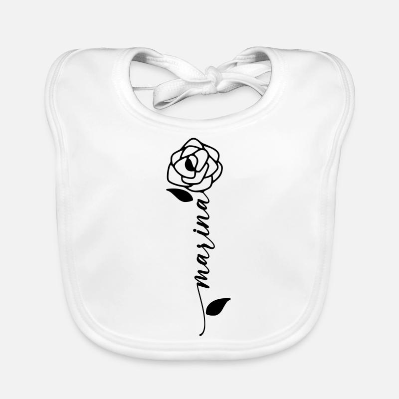 Marina Nom Prénom Nom Fleur - Bavoir bio Bébé - blanc