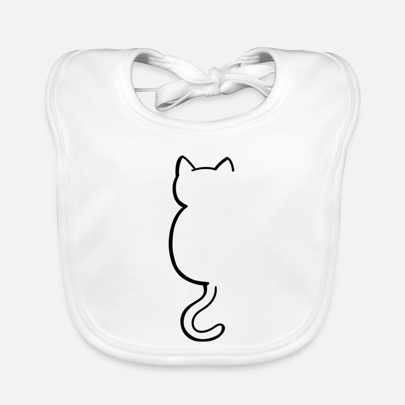 Katze Silouette - Baby Bio-Lätzchen - Weiß