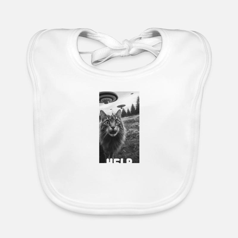 Funny Cat Selfie Meme Alien UFO Organic Baby Bibs