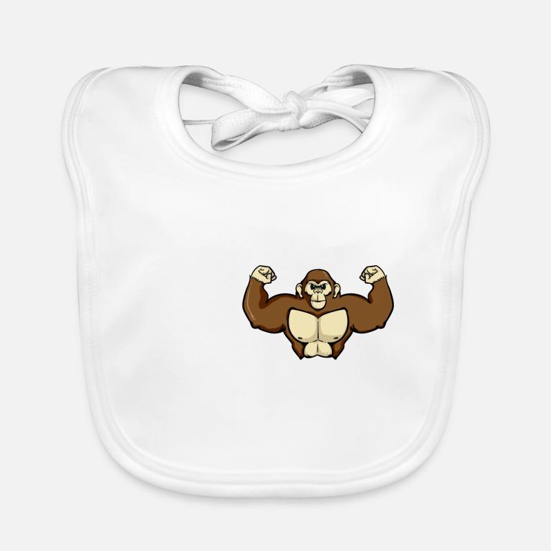 Chemise Muscle Monkey Gorilla pour enfants - Bavoir bio Bébé - blanc