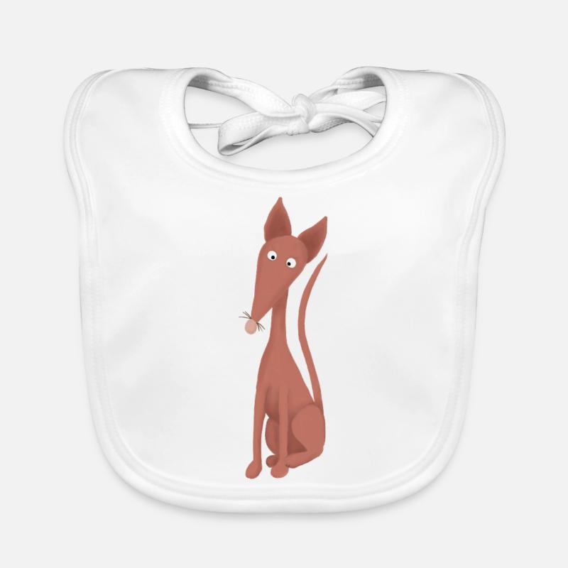 Podenco sitzend Baby Bio-Lätzchen
