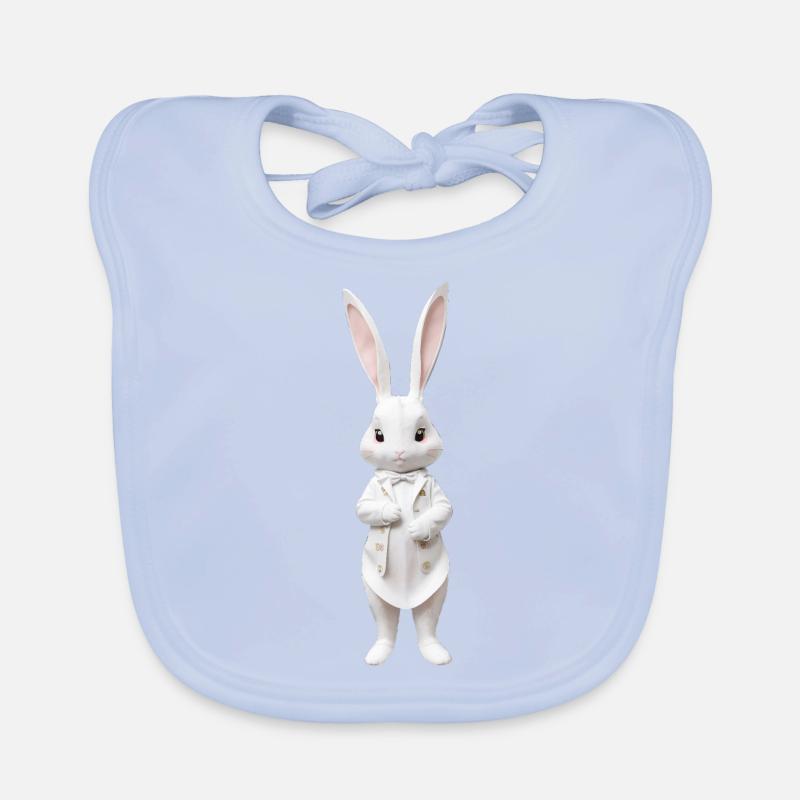 Cute bunny white 5 Organic Baby Bibs