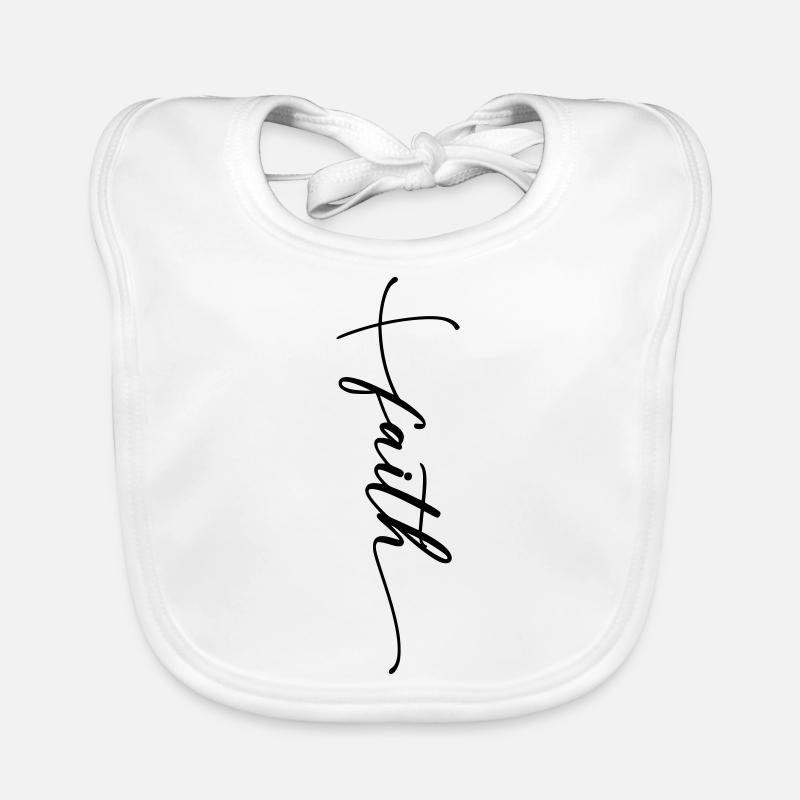 Faith Cross Cursive Organic Baby Bibs