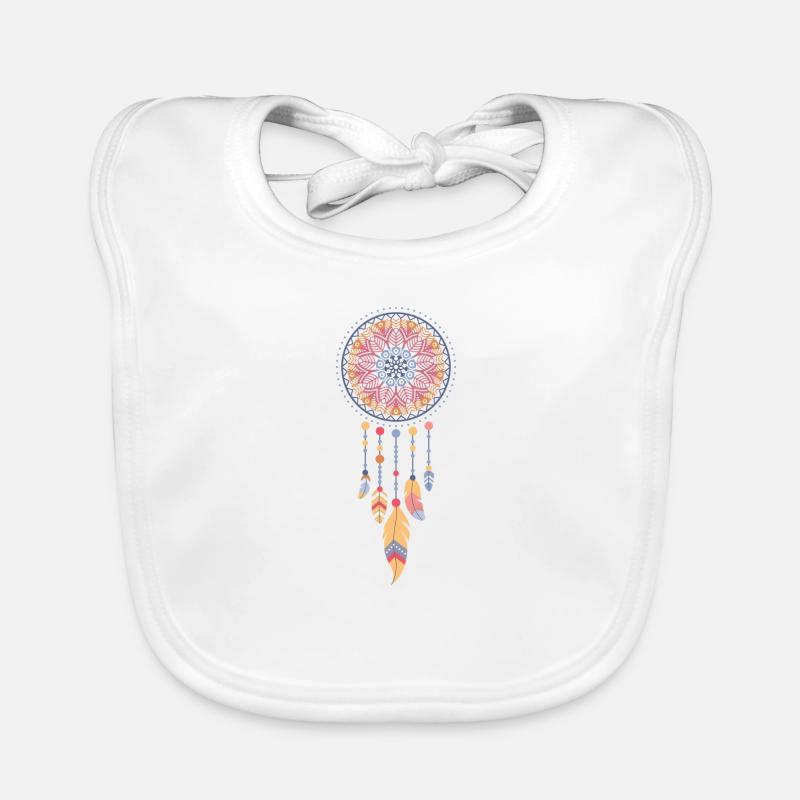 Traumfänger mit Mandala - Baby Bio-Lätzchen - Weiß