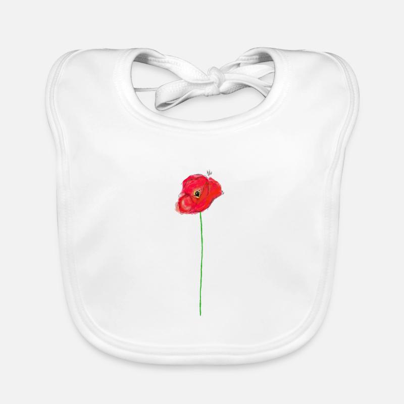 Mohnblumen malen - Baby Bio-Lätzchen - Weiß