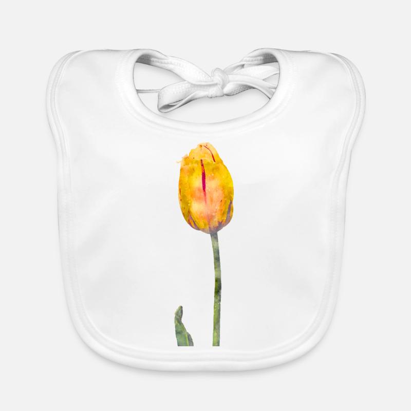 Watercolors Flowers Spring Spring Beginning Tulip Organic Baby Bibs