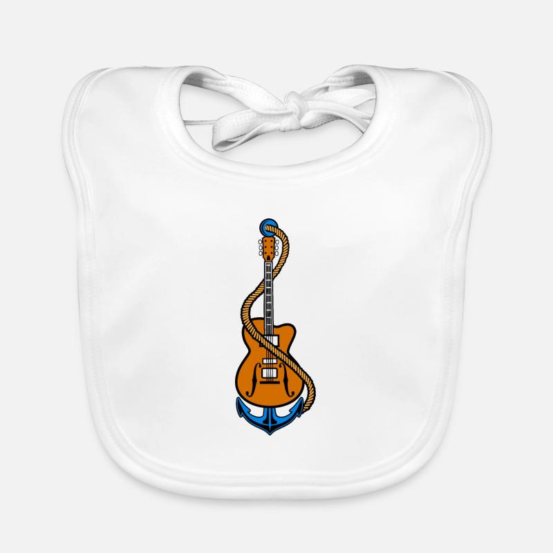 Anker und Gitarre Baby Bio-Lätzchen