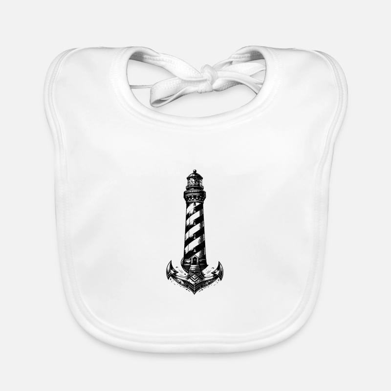 Conception d’ancre de phare côtier à rayures obliques Bavoir bio Bébé