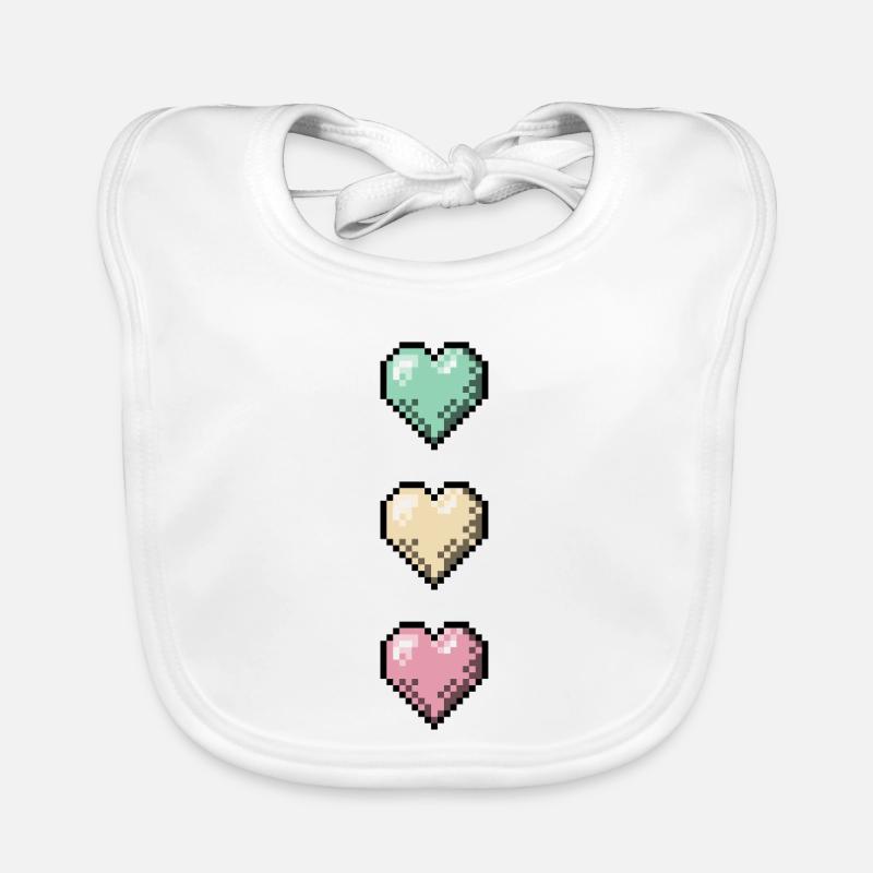 Retro Pixel Art Hearts Stack Baby Bio-Lätzchen