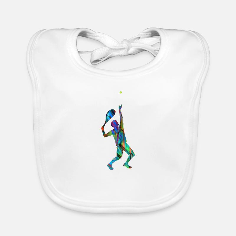 Servir, Tennis,Coloré,Graffiti,Bleu Bavoir bio Bébé