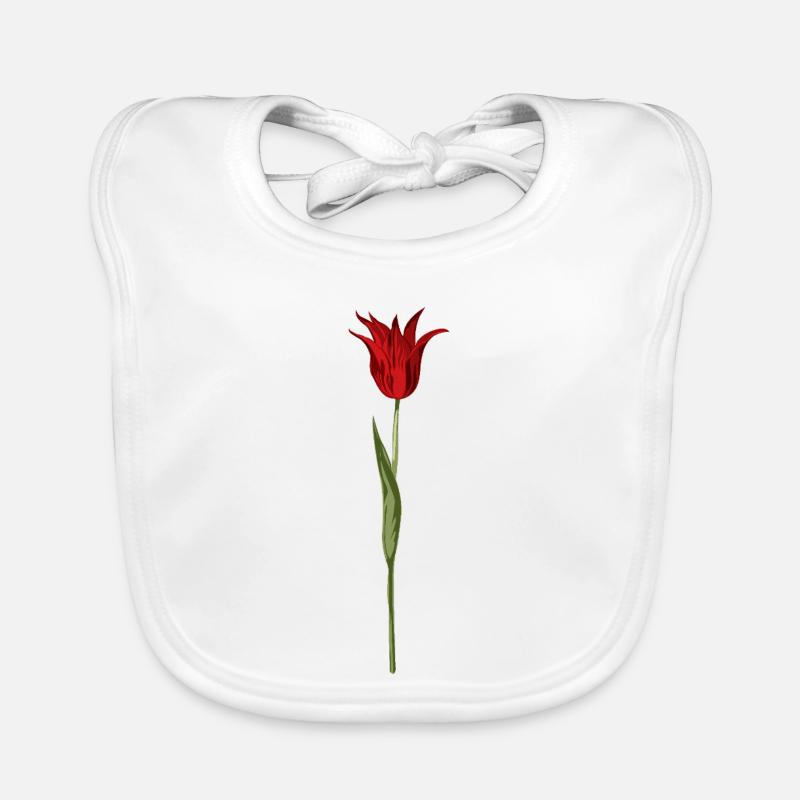 Abstract Tulip Blossom in Red Organic Baby Bibs