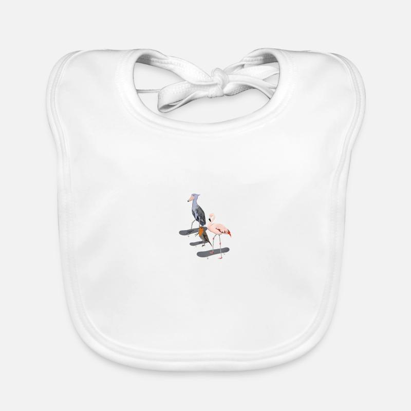 Schuhschnabel Rotkehlchen Skateboard Vogel Baby Bio-Lätzchen