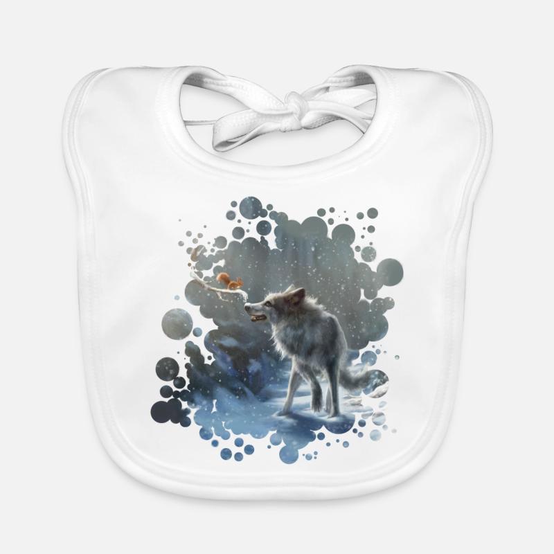 winter wolf - Bavoir bio Bébé - blanc