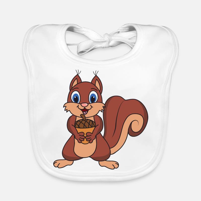 Lustiges Niedliches Cooles Eichhörnchen Eichel Baby Bio-Lätzchen