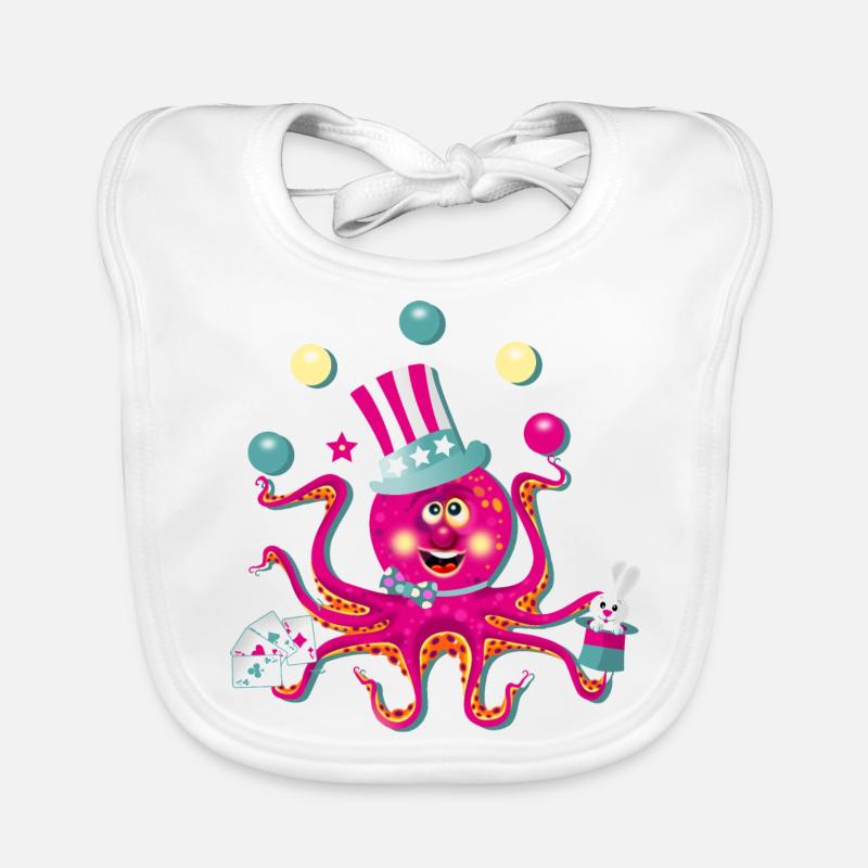 Octopus circus juggler funny Organic Baby Bibs
