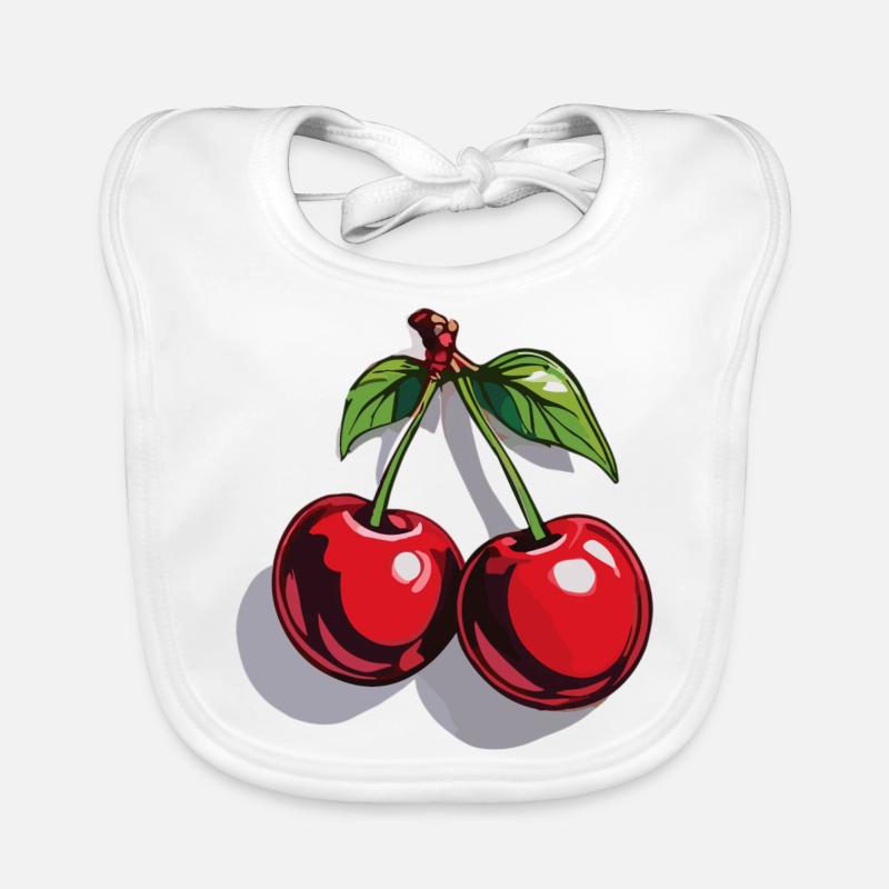 Red Cherry Cherries Cherries Cherry Organic Baby Bibs