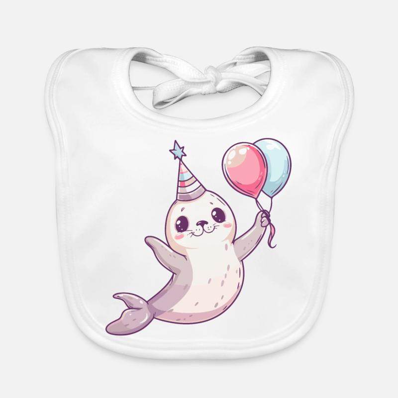 Bande dessinée d’anniversaire d’animal de phoque Bavoir bio Bébé