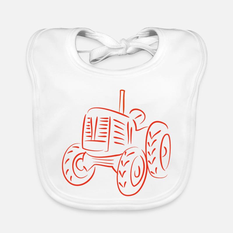 Conception de la silhouette d’un tracteur rustique - Bavoir bio Bébé - blanc