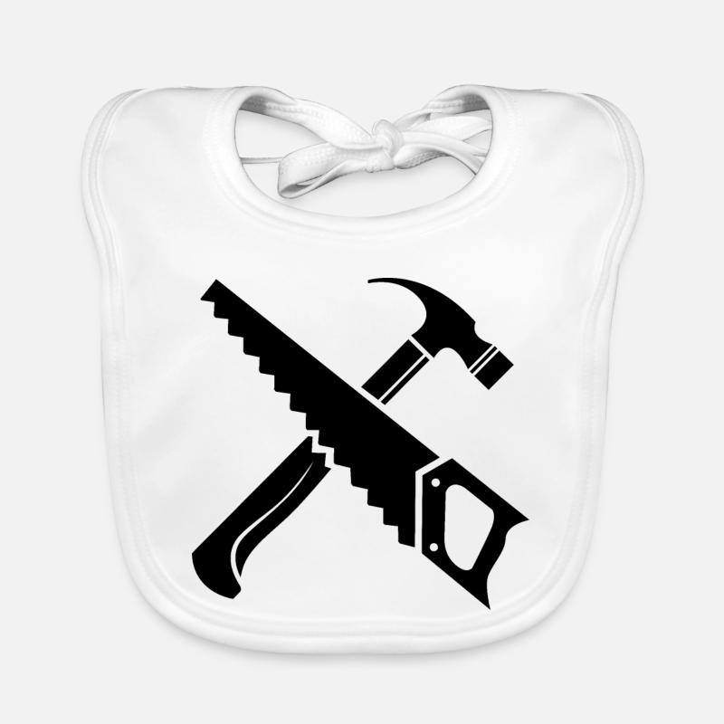 icône de l’outil de marteau de scie icône de logo - Bavoir bio Bébé - blanc