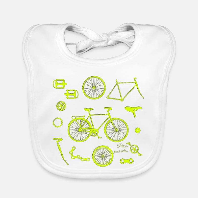 Bicycle Parts Illustration Organic Baby Bibs