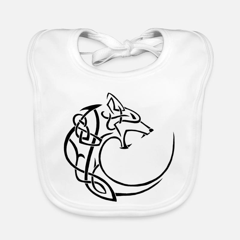 loup lunaire noir - Bavoir bio Bébé - blanc