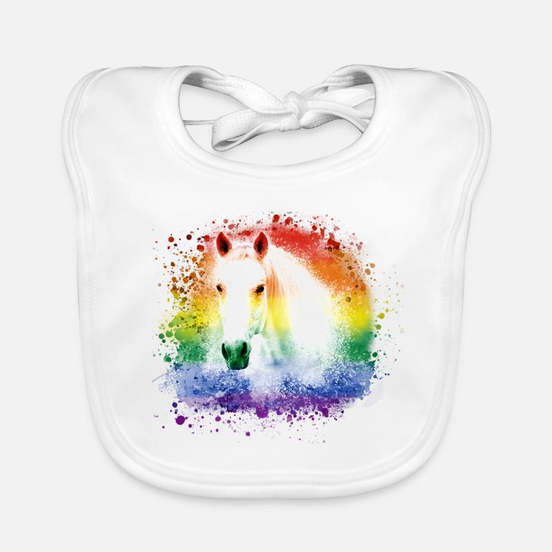 buntes Pferd ,Schimmel, Pferd ,regenbogen,grafftit Baby Bio-Lätzchen