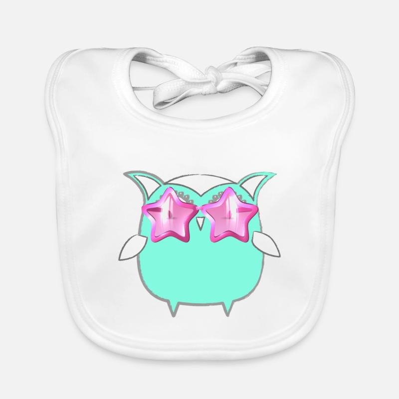 Owl, Comic,mint,Sonnenbrllle, sterne,sommer Organic Baby Bibs