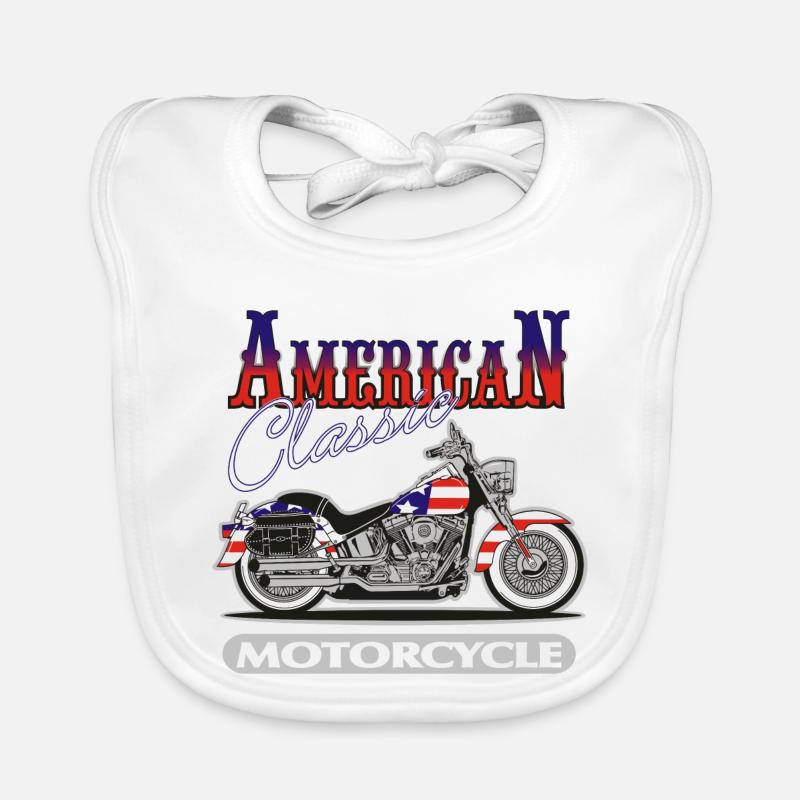 Moto américaine classique - Bavoir bio Bébé - blanc