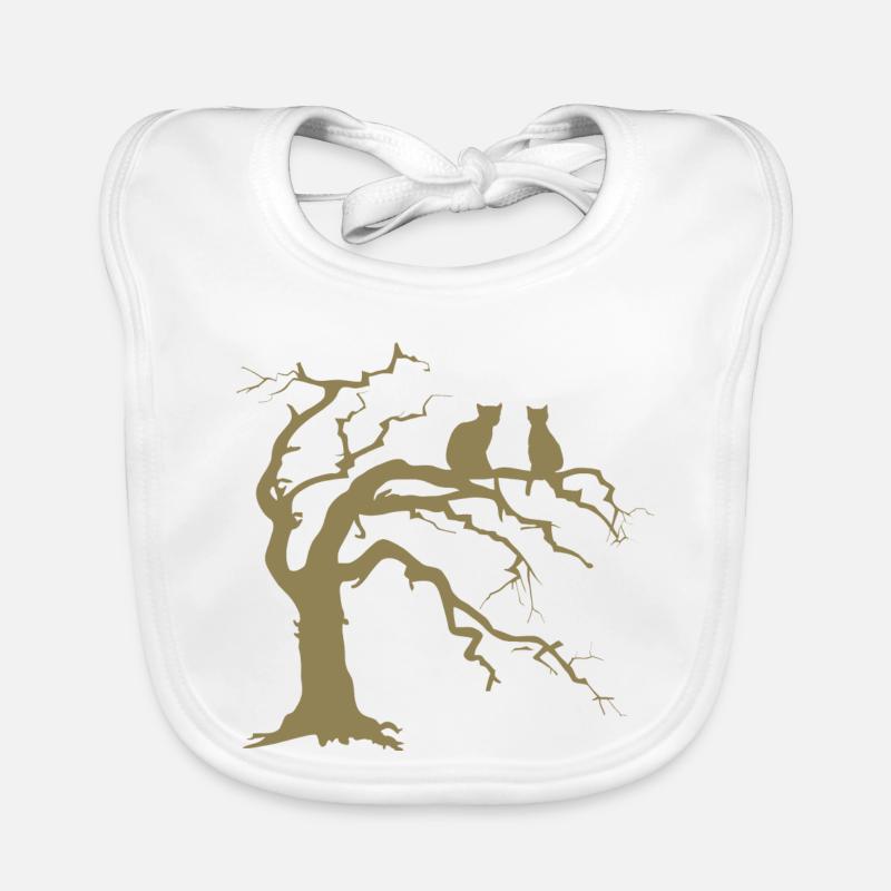 Arbre mort avec 2 silhouettes de chats Bavoir bio Bébé