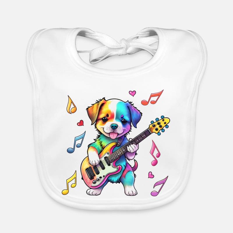 Rock Star Hound Welpe – Regenbogen Baby Bio-Lätzchen