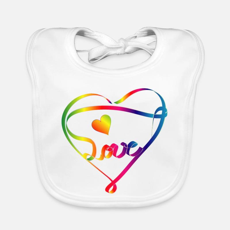 Ruban coloré en forme de cœur et couleurs arc-en-ciel Bavoir bio Bébé