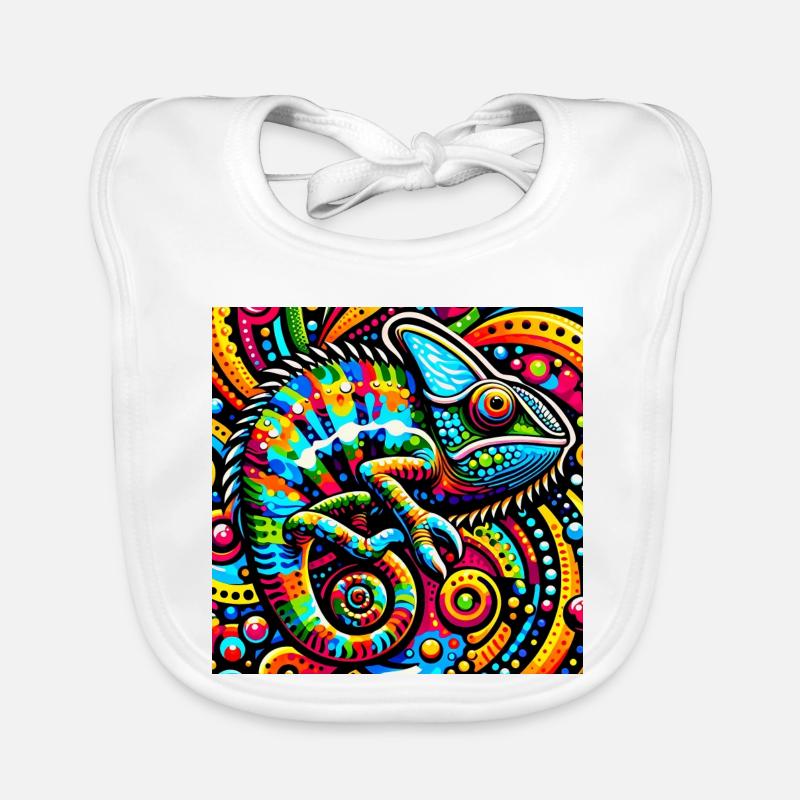 Caméléon Pop Art - Bavoir bio Bébé - blanc