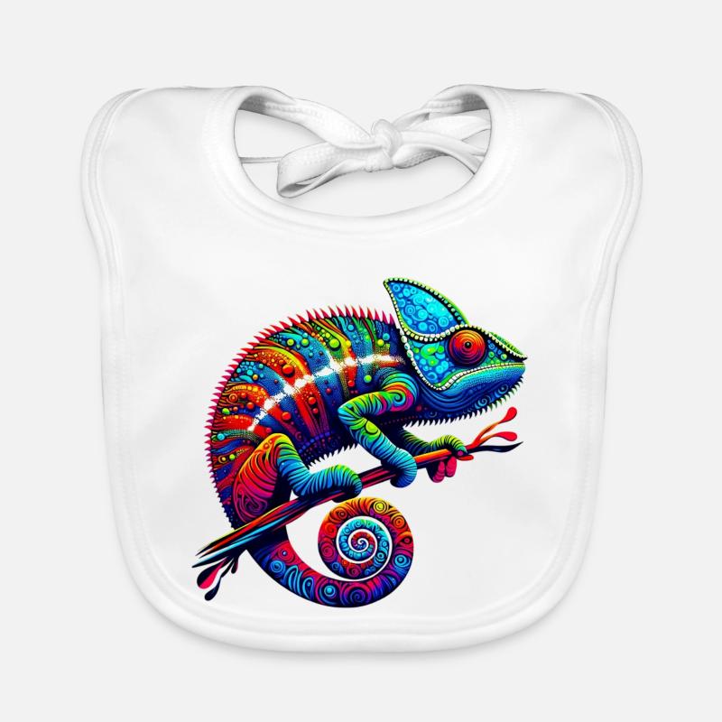 Caméléon - Bavoir bio Bébé - blanc