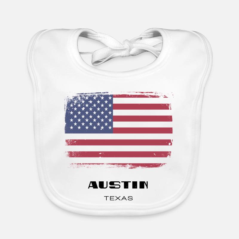 Austin, Texas, États-Unis - Bavoir bio Bébé - blanc