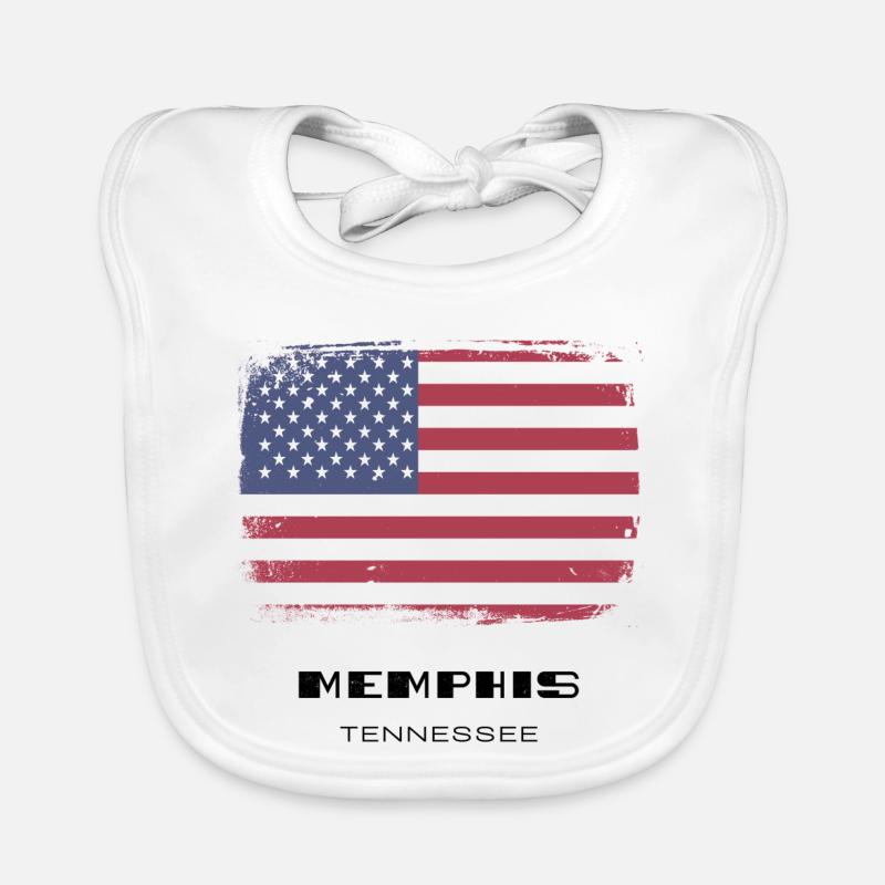 Memphis, Tennessee, États-Unis - Bavoir bio Bébé - blanc