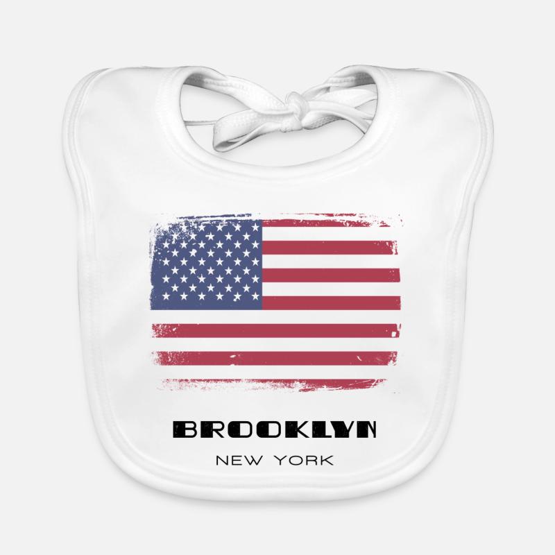 Brooklyn, New York, États-Unis - Bavoir bio Bébé - blanc