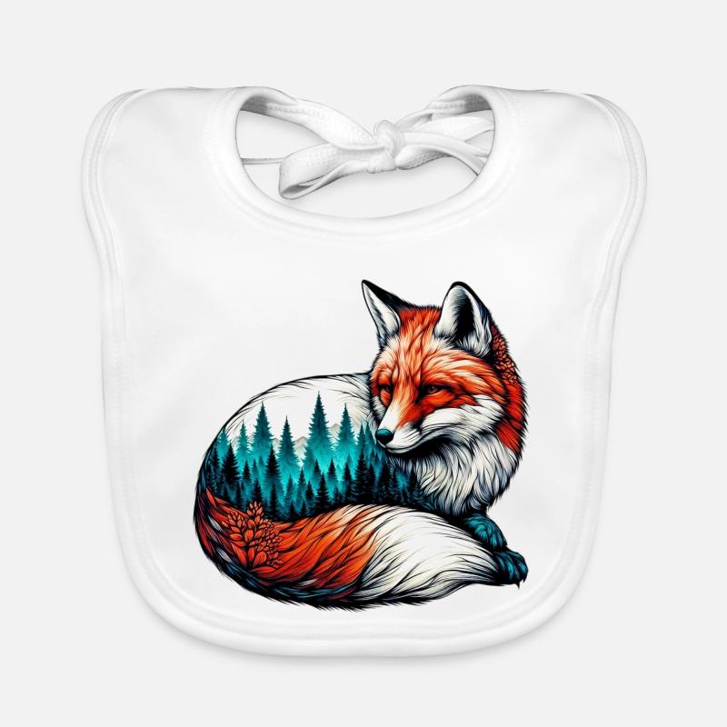 Renard - Bavoir bio Bébé - blanc