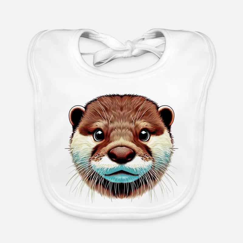 Loutre - Bavoir bio Bébé - blanc