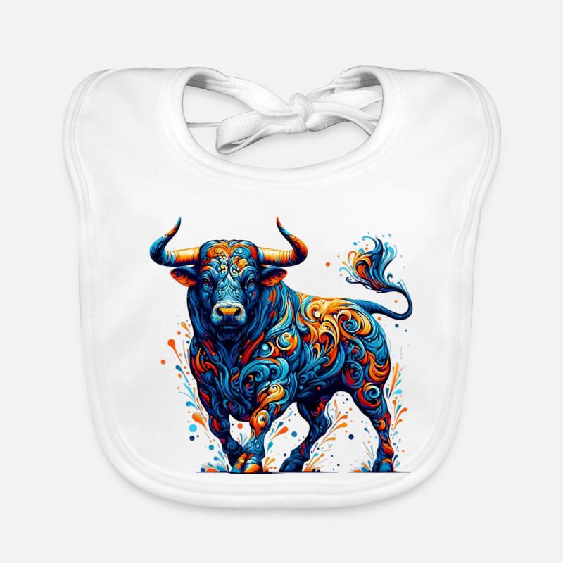 Stier - Baby Bio-Lätzchen - Weiß