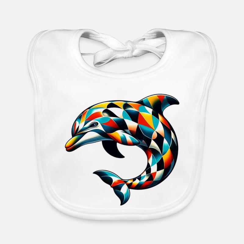 Harlekin-Delfin Baby Bio-Lätzchen
