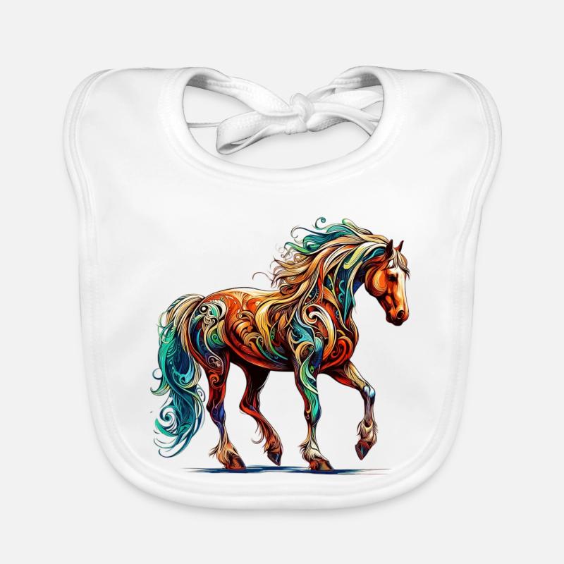 Cheval - Bavoir bio Bébé - blanc