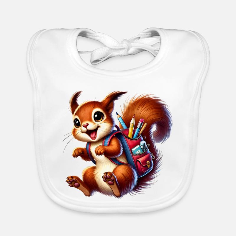 Back to school with fun: Squirrels for school beginners Organic Baby Bibs