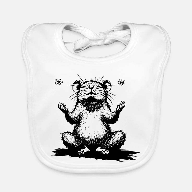 Hamster zen assis en noir et blanc - Bavoir bio Bébé - blanc