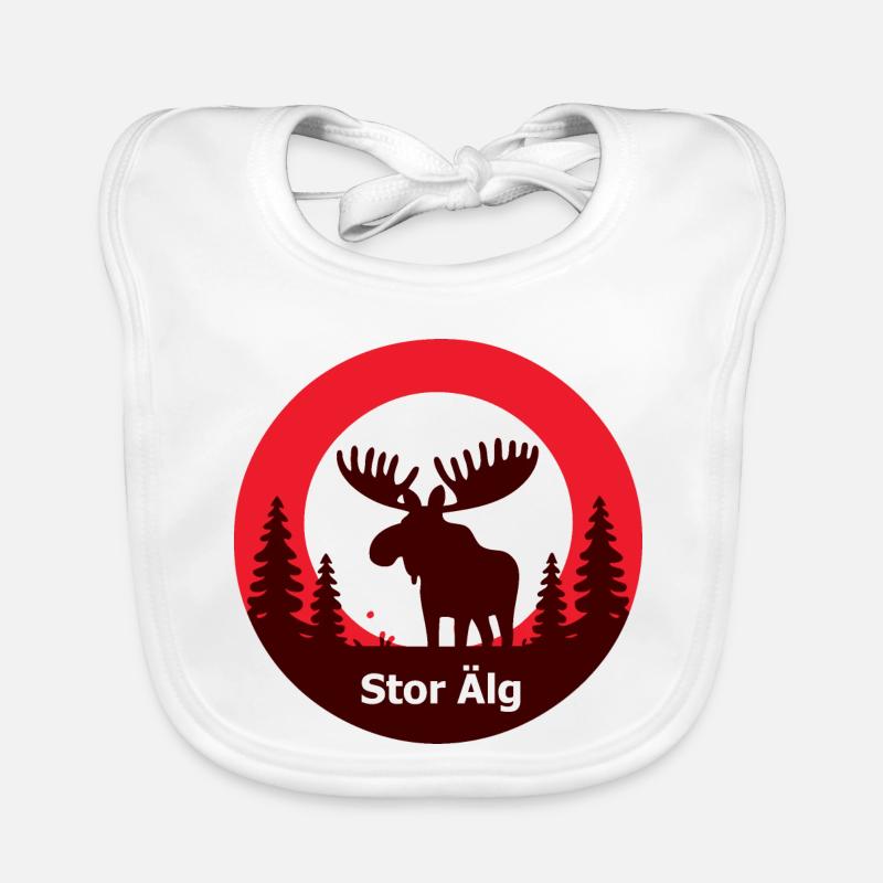 Stor älg - Baby Bio-Lätzchen - Weiß