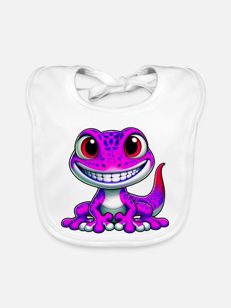 Gecko - Baby Bio-Lätzchen - Weiß - Vorne
